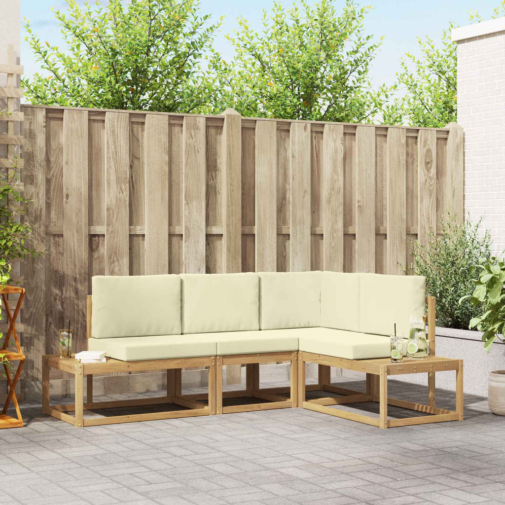 vidaXL Outdoor-Sofagarnitur 3 Stück Weiß und Creme Polyester