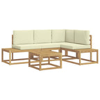 vidaXL Outdoor-Sofagarnitur 4 Stück Weiß und Creme Polyester