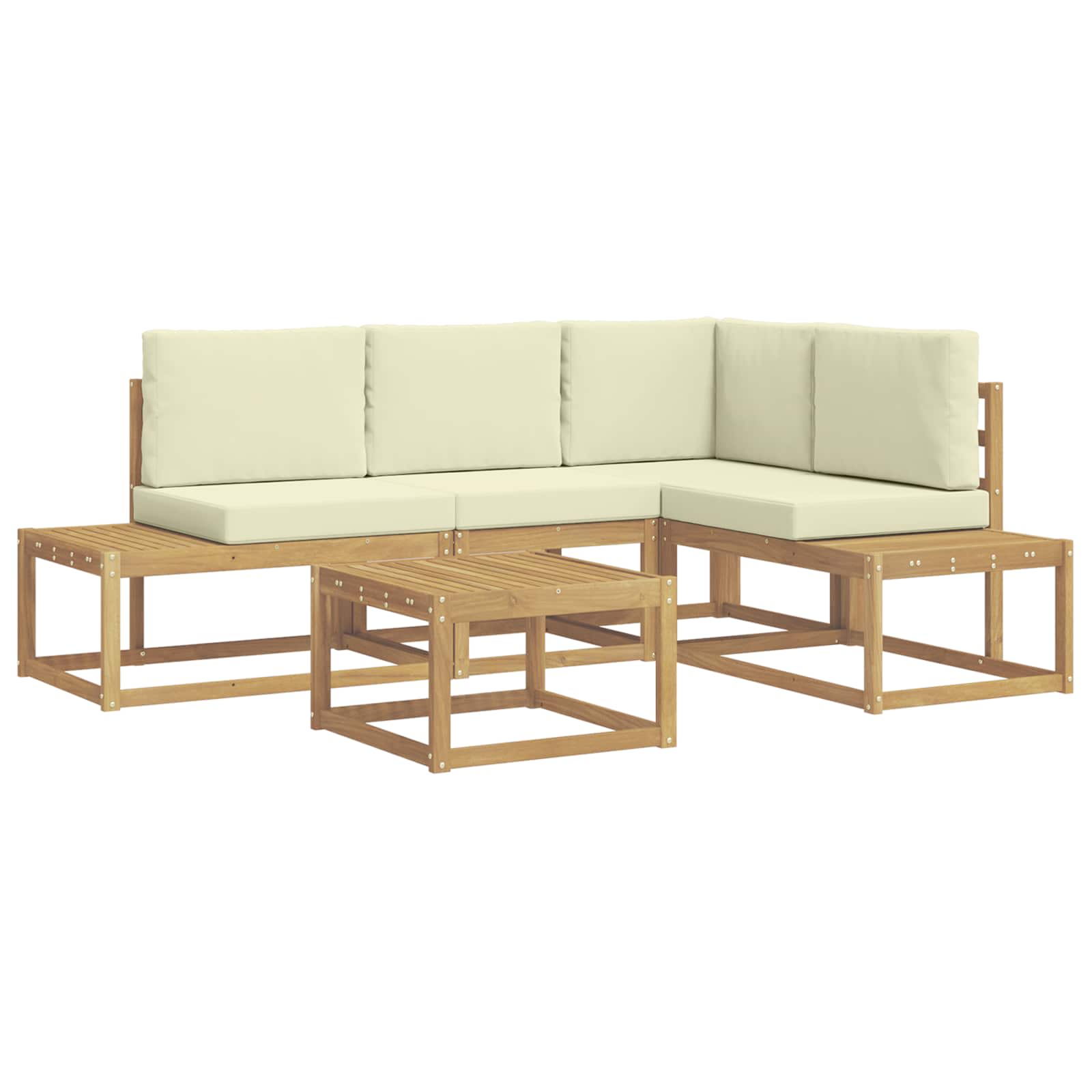 vidaXL Outdoor-Sofagarnitur 4 Stück Weiß und Creme Polyester