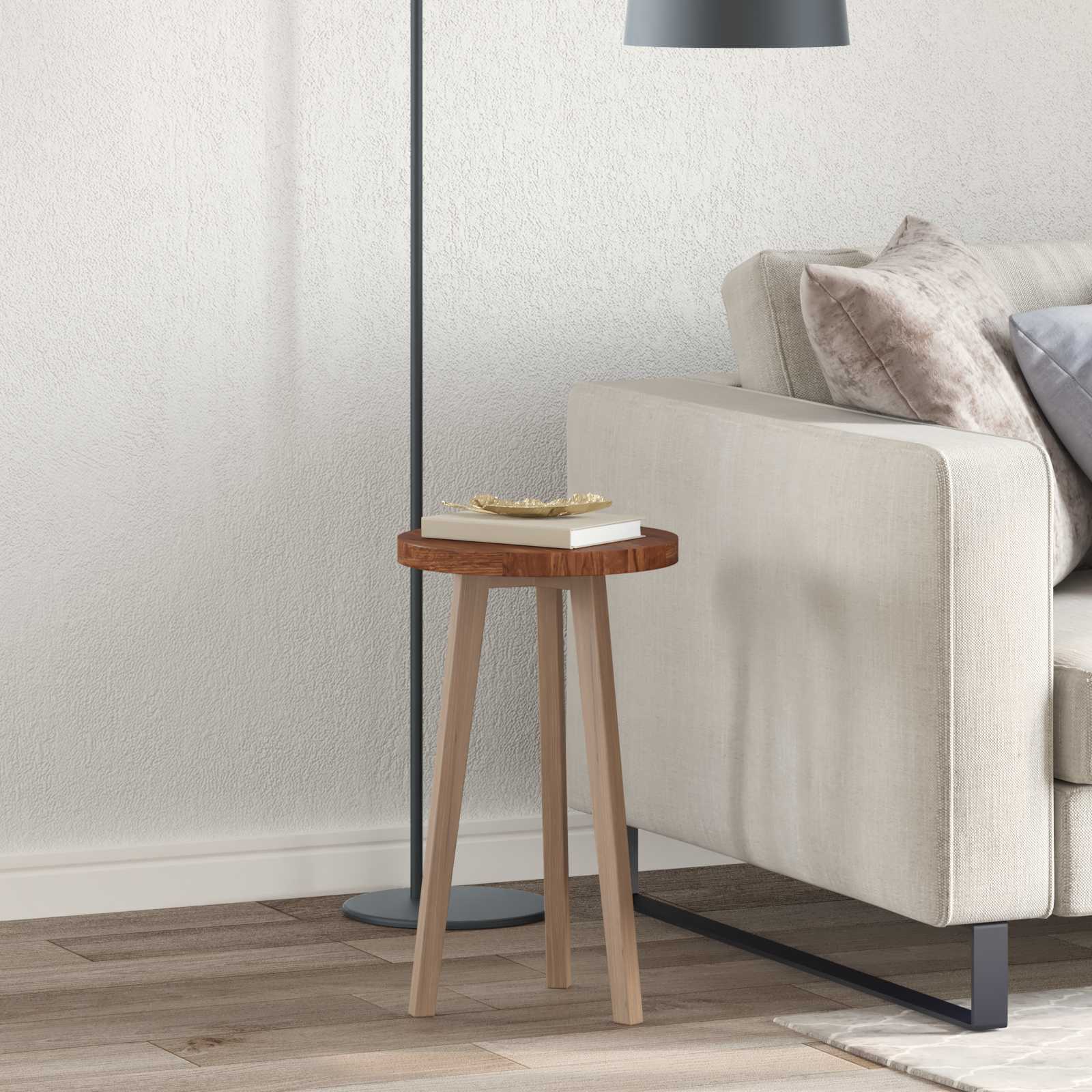 vidaXL Tischplatte Hellbraun Ø 30 x 2,5 cm Massivholz Eiche