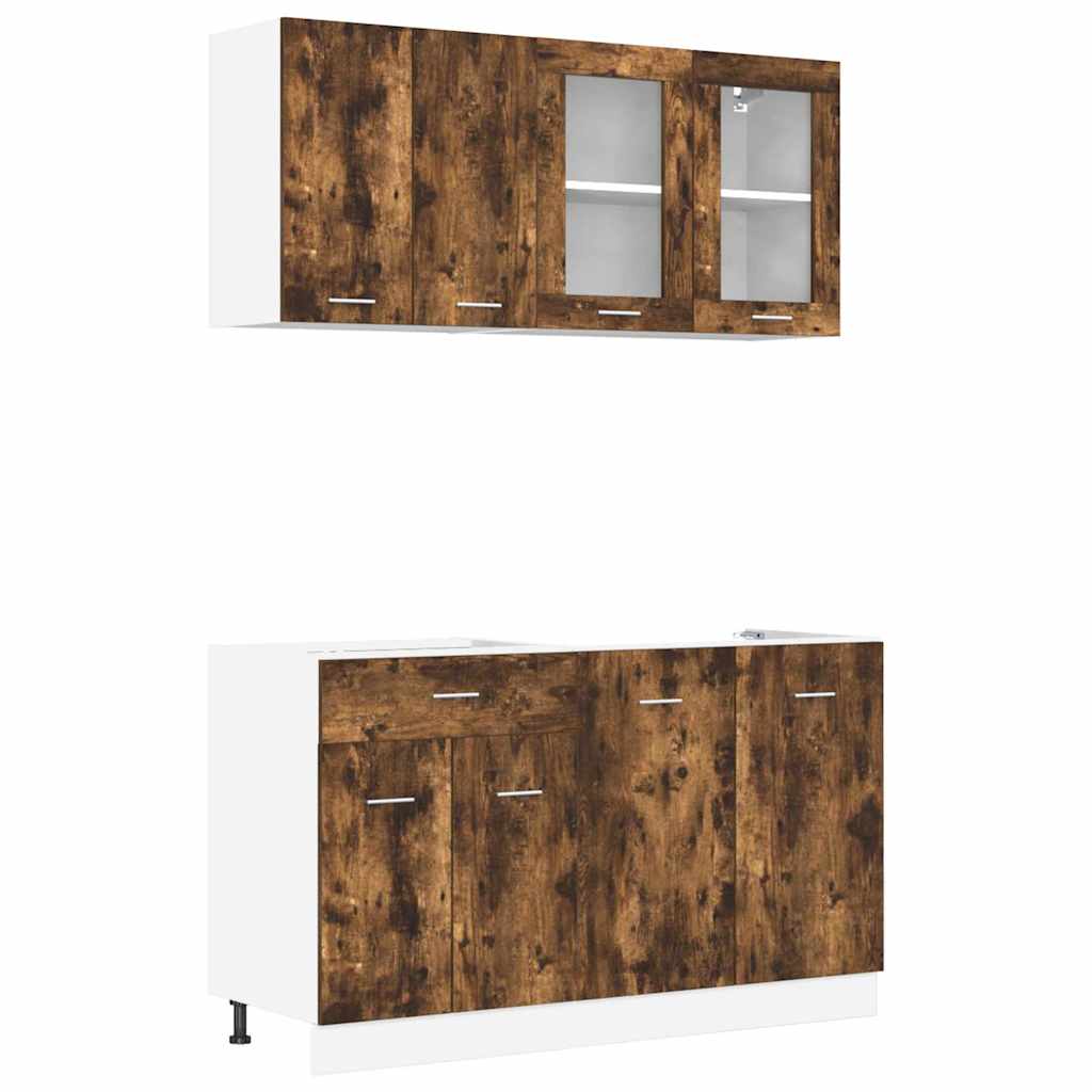 vidaXL Kücheneinheit Lyon 4 pcs Geräucherte Eiche Holzwerkstoff