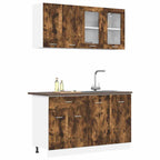 vidaXL Kücheneinheit Lyon 4 pcs Geräucherte Eiche Holzwerkstoff