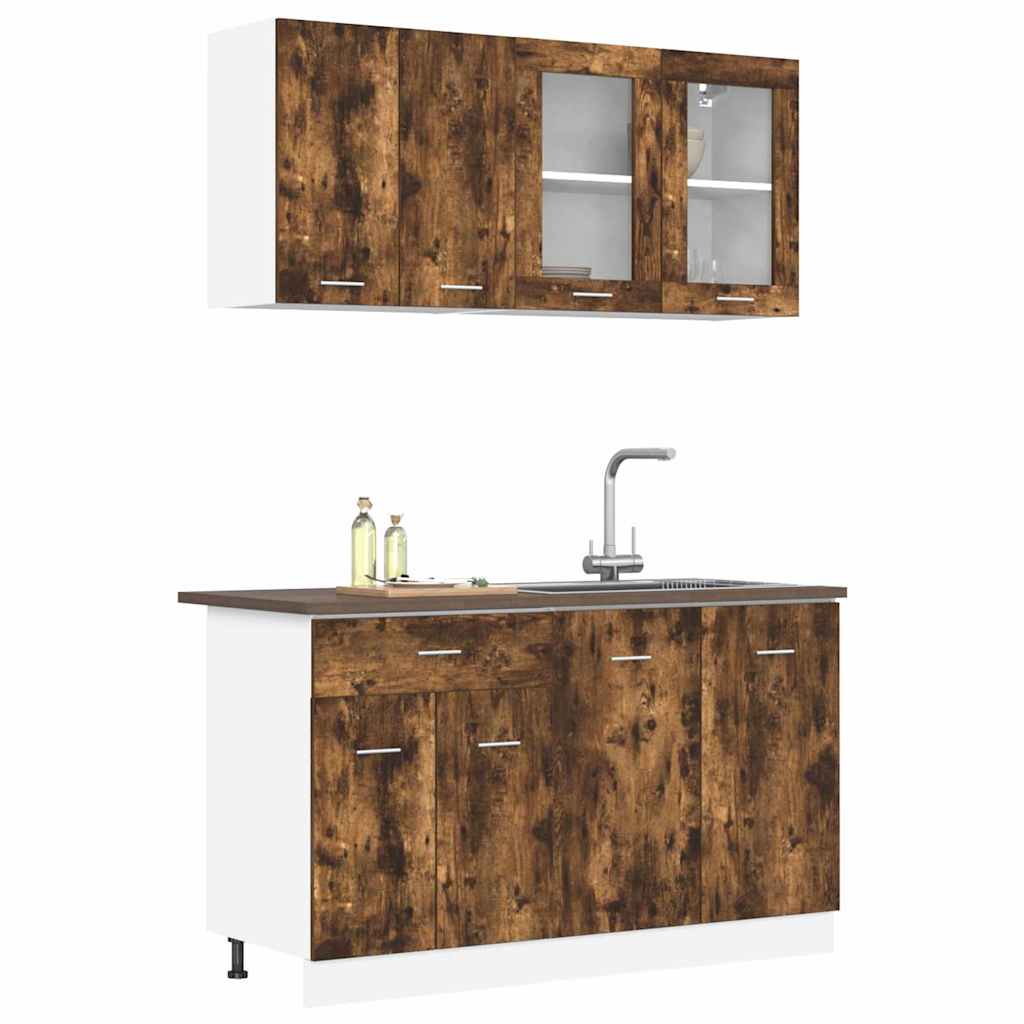 vidaXL Kücheneinheit Lyon 4 pcs Geräucherte Eiche Holzwerkstoff
