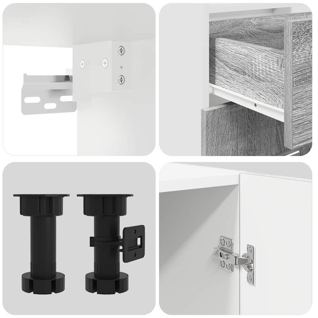 vidaXL Kücheneinheit Lyon 4 pcs Grau Sonoma Holzwerkstoff