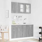vidaXL Kücheneinheit Lyon 4 pcs Grau Sonoma Holzwerkstoff