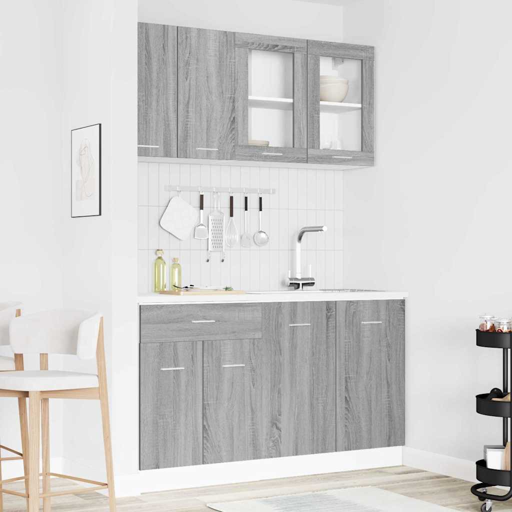 vidaXL Kücheneinheit Lyon 4 pcs Grau Sonoma Holzwerkstoff
