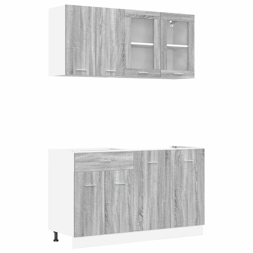 vidaXL Kücheneinheit Lyon 4 pcs Grau Sonoma Holzwerkstoff