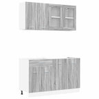 vidaXL Kücheneinheit Lyon 4 pcs Grau Sonoma Holzwerkstoff