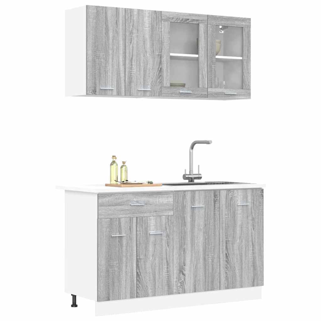 vidaXL Kücheneinheit Lyon 4 pcs Grau Sonoma Holzwerkstoff
