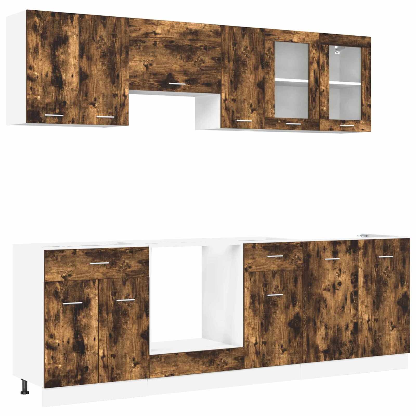 vidaXL Küchenschrank-Set mit Tür Lyon 8 pcs Räuchereiche Holzwerkstoff