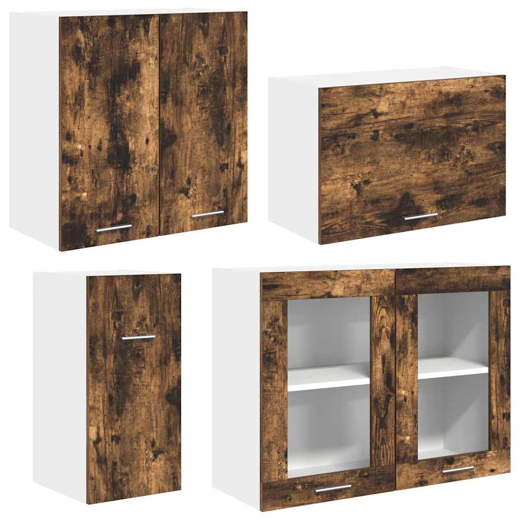 vidaXL Küchenschrank-Set mit Tür Lyon 8 pcs Räuchereiche Holzwerkstoff