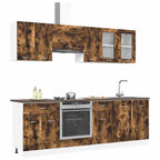 vidaXL Küchenschrank-Set mit Tür Lyon 8 pcs Räuchereiche Holzwerkstoff