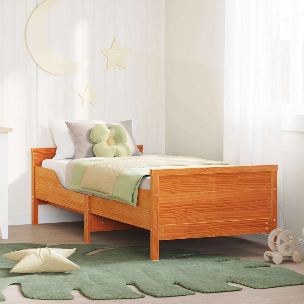 vidaXL Bettrahmen mit Kopfteil Wachsbraun 80 x 200 cm Holzwerkstoff