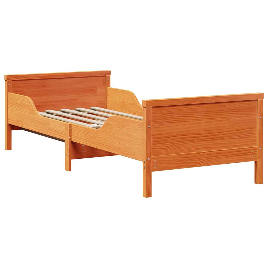 vidaXL Bettrahmen mit Kopfteil Wachsbraun 80 x 200 cm Holzwerkstoff