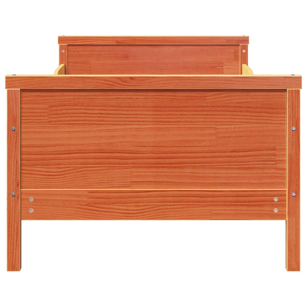 vidaXL Bettrahmen mit Kopfteil Wachsbraun 80 x 200 cm Holzwerkstoff