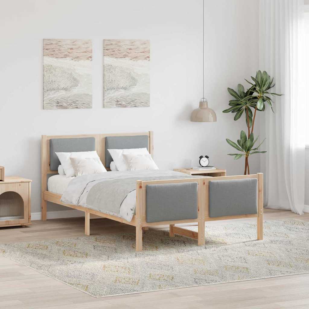 vidaXL Bettrahmen mit Kopfteil Hellgrau 120 x 200 cm Stoff