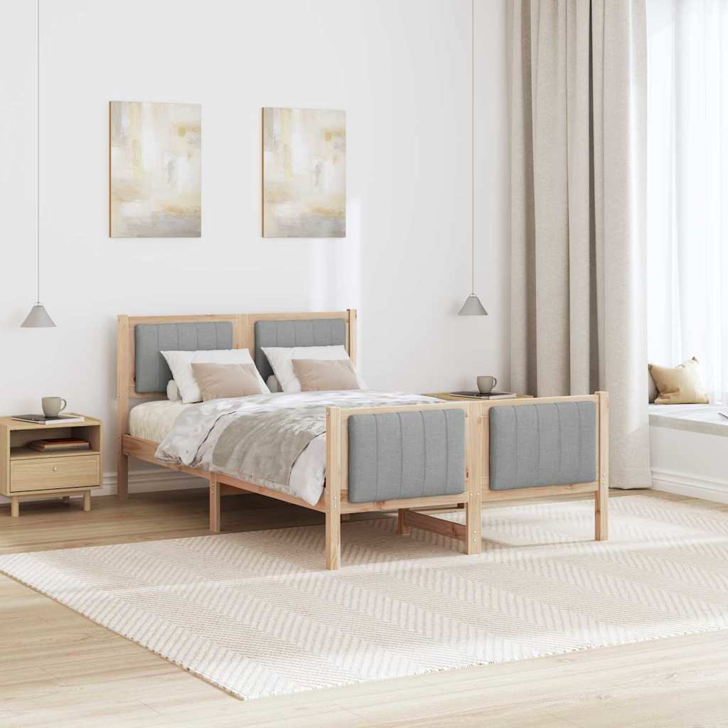 vidaXL Bettgestell Braun und hellgrau 120 x 200 cm Massivholz Kiefer