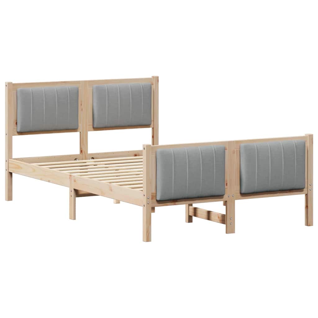 vidaXL Bettgestell Braun und hellgrau 120 x 200 cm Massivholz Kiefer