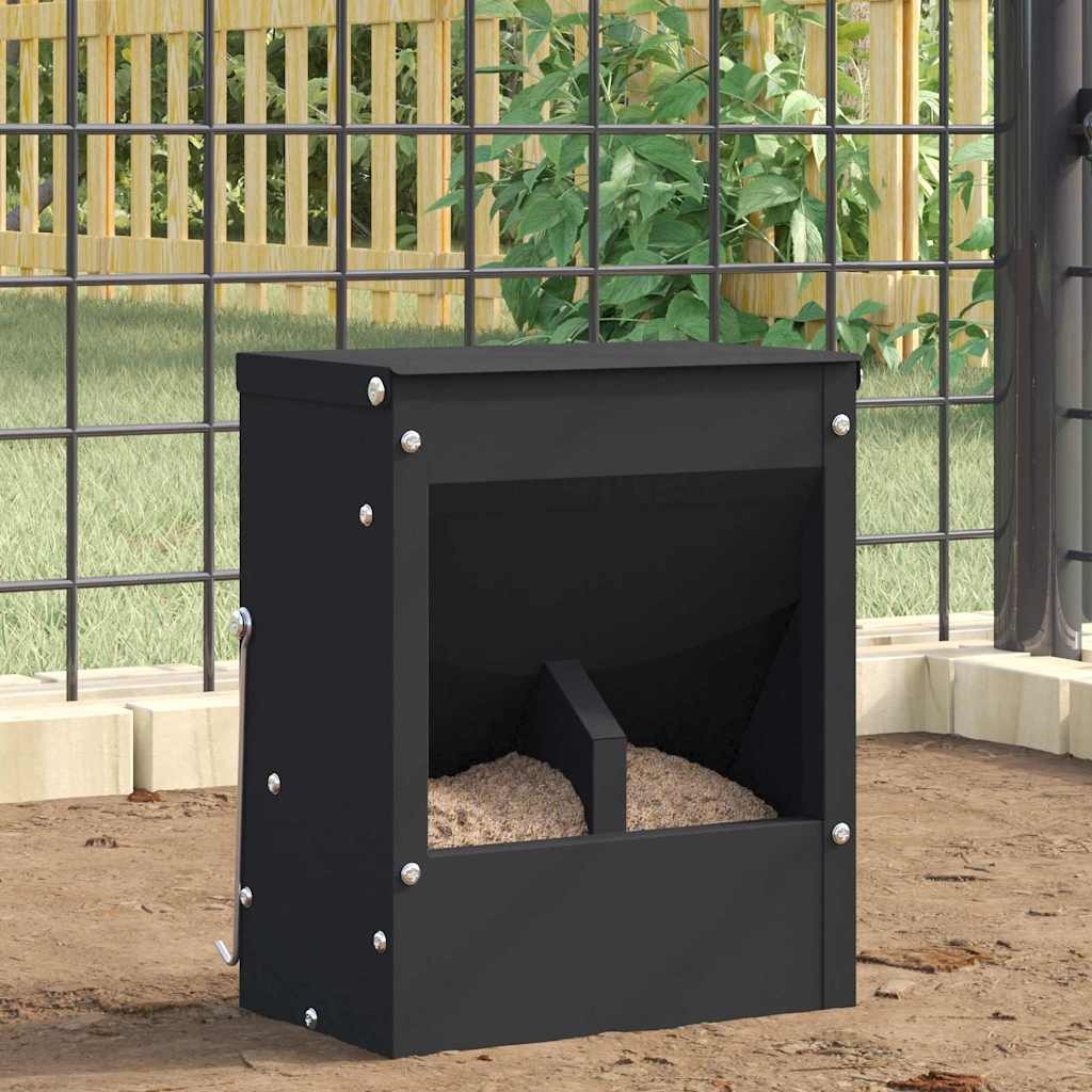 vidaXL Kaninchenfütterer Schwarz 20 x 12,5 x 25 cm Kaltgewalzter Stahl