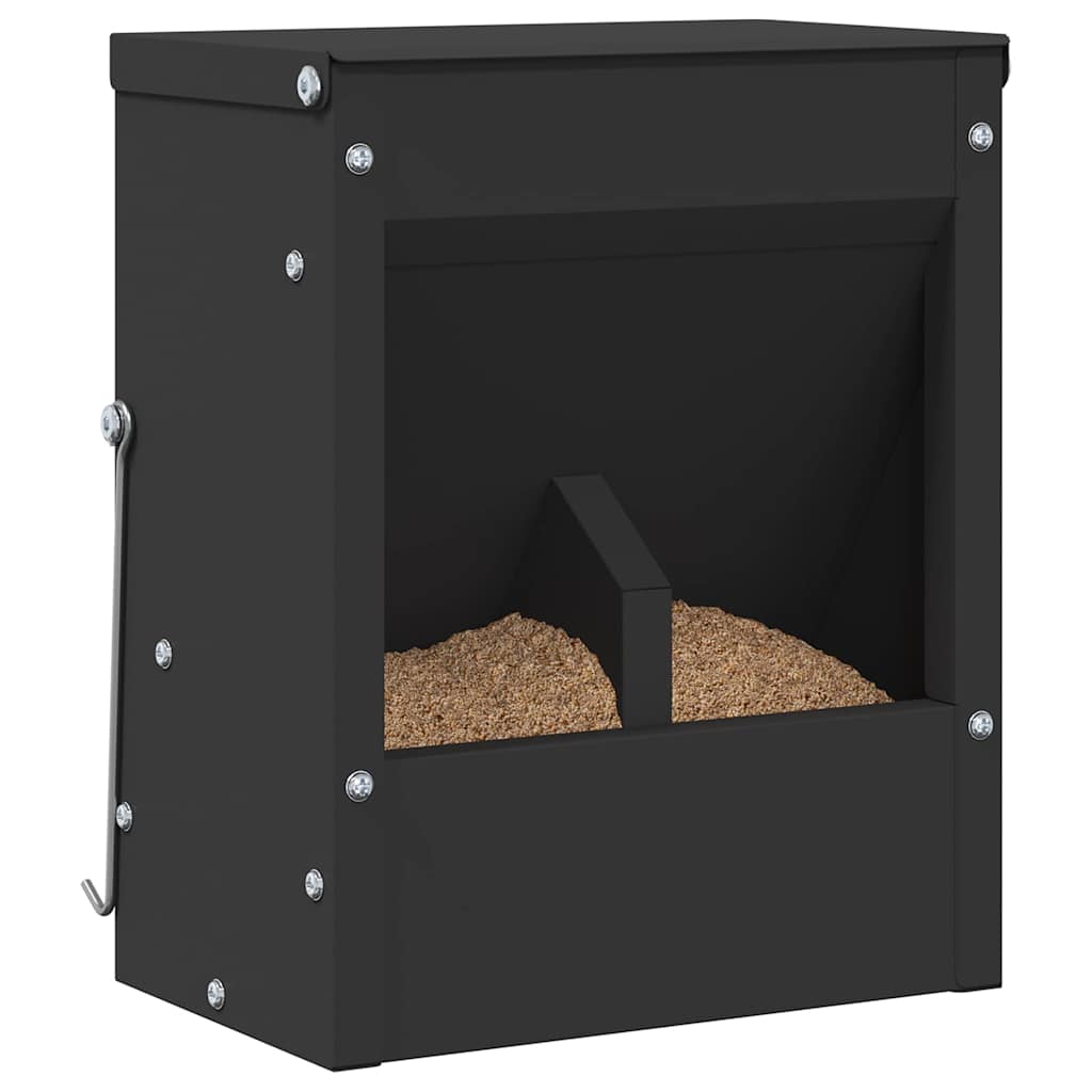 vidaXL Kaninchenfütterer Schwarz 20 x 12,5 x 25 cm Kaltgewalzter Stahl
