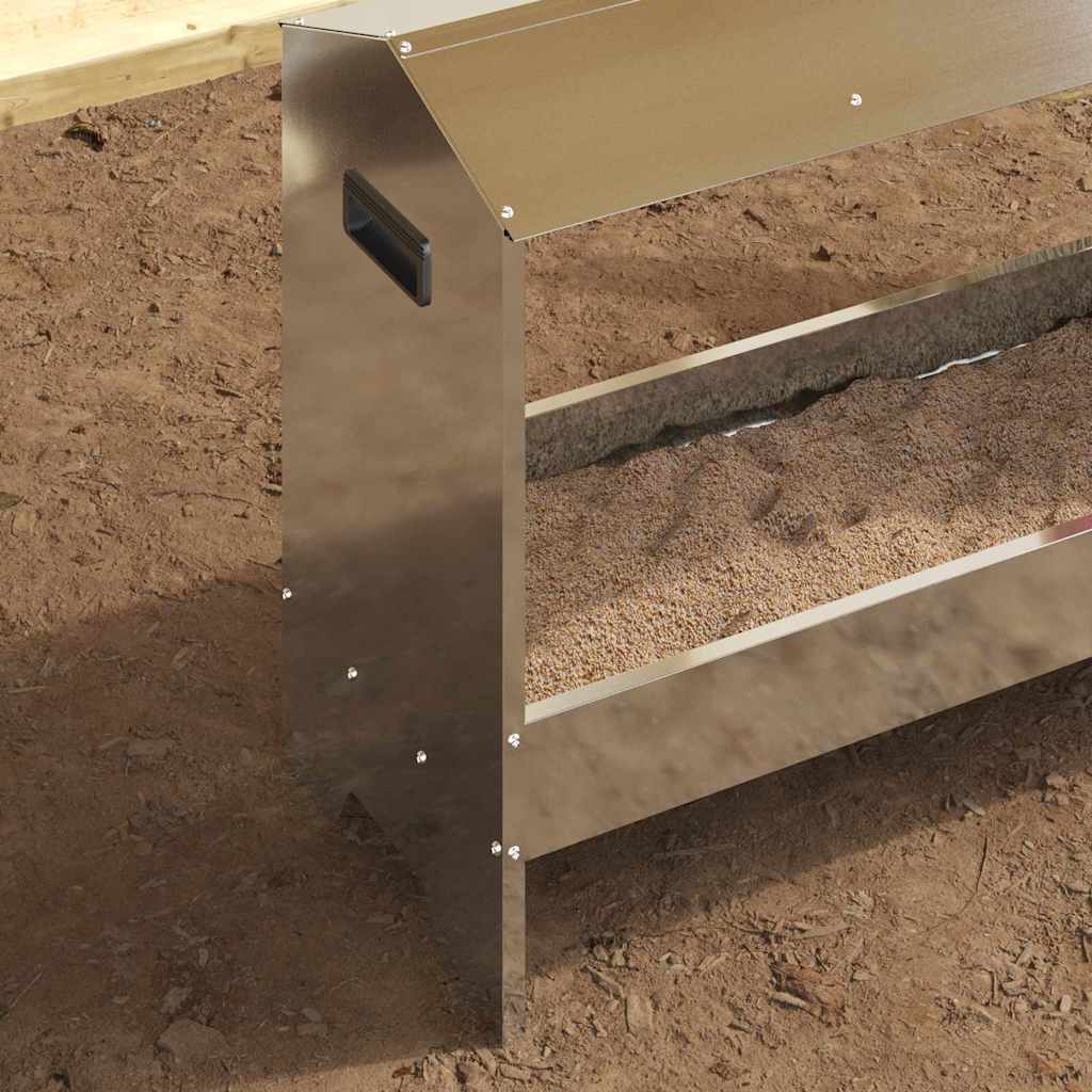 vidaXL Hühnerfütterungsrinne Silber 81 x 32 x 53,5 cm Verzinkter Stahl