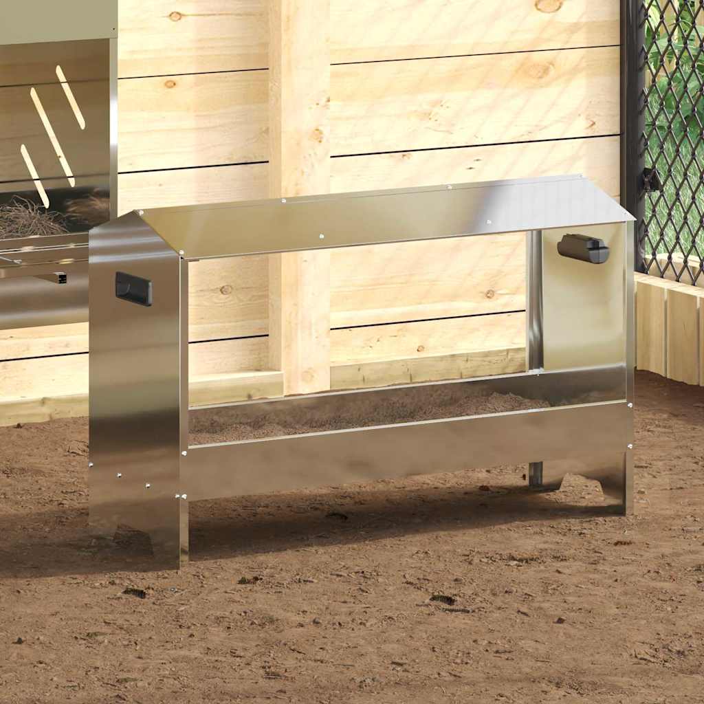 vidaXL Hühnerfütterungsrinne Silber 81 x 32 x 53,5 cm Verzinkter Stahl