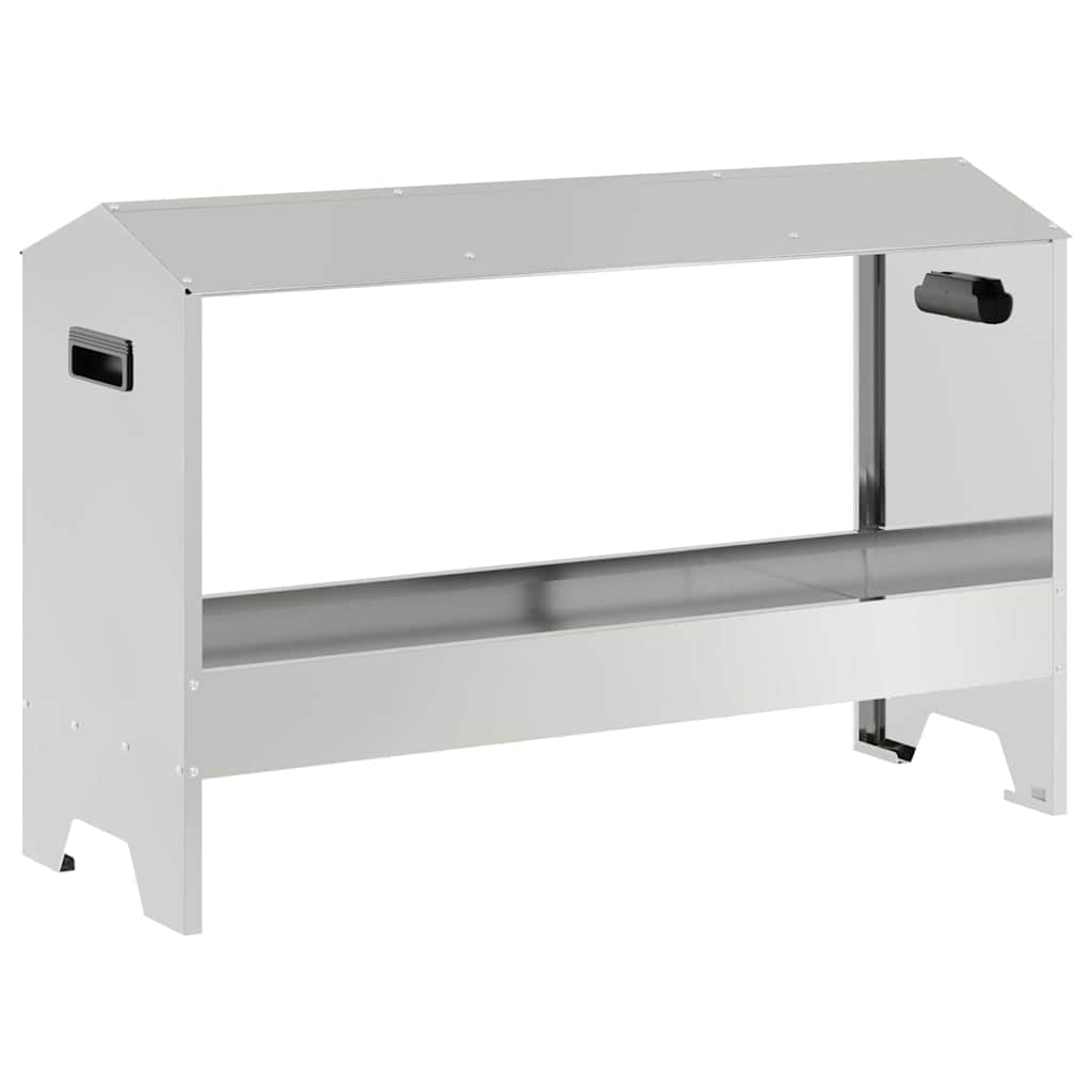 vidaXL Hühnerfütterungsrinne Silber 81 x 32 x 53,5 cm Verzinkter Stahl