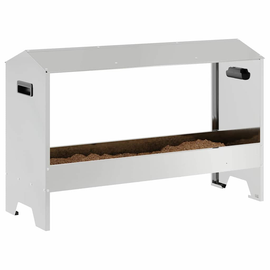 vidaXL Hühnerfütterungsrinne Silber 81 x 32 x 53,5 cm Verzinkter Stahl