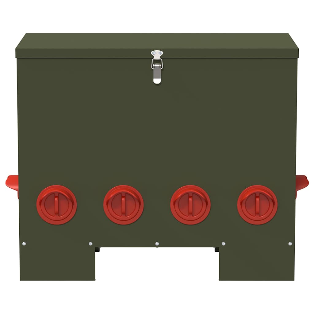 vidaXL Hühnerfütterer Olive Grün 60,5 x 29 x 51 cm Kaltgewalzter Stahl