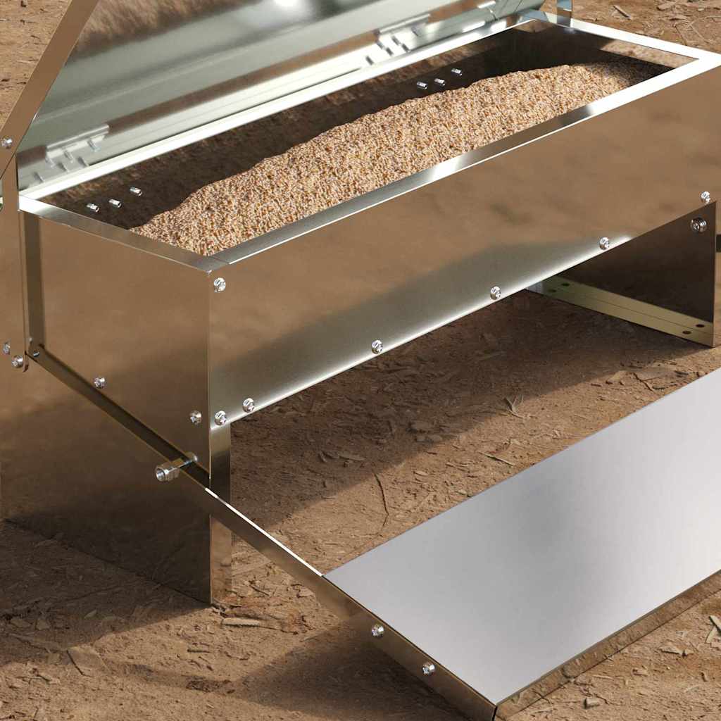 vidaXL Hühnertretfeeder Silber 48,5 x 39,5 x 19 cm Verzinkter Stahl
