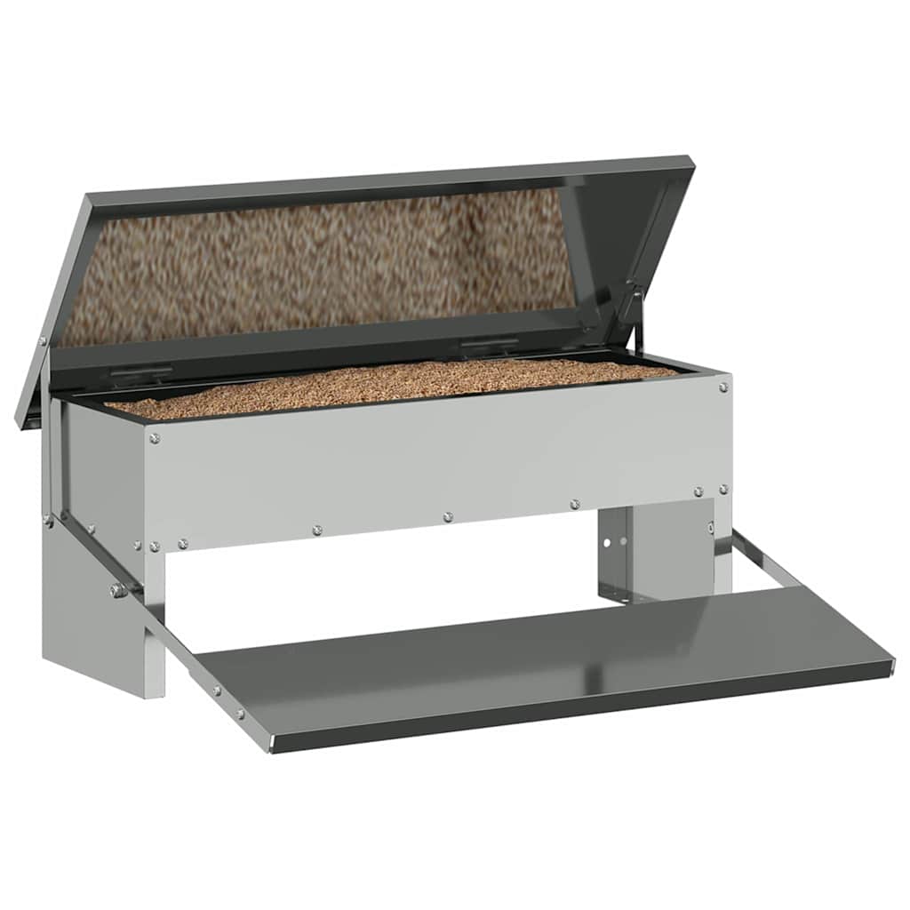 vidaXL Hühnertretfeeder Silber 48,5 x 39,5 x 19 cm Verzinkter Stahl