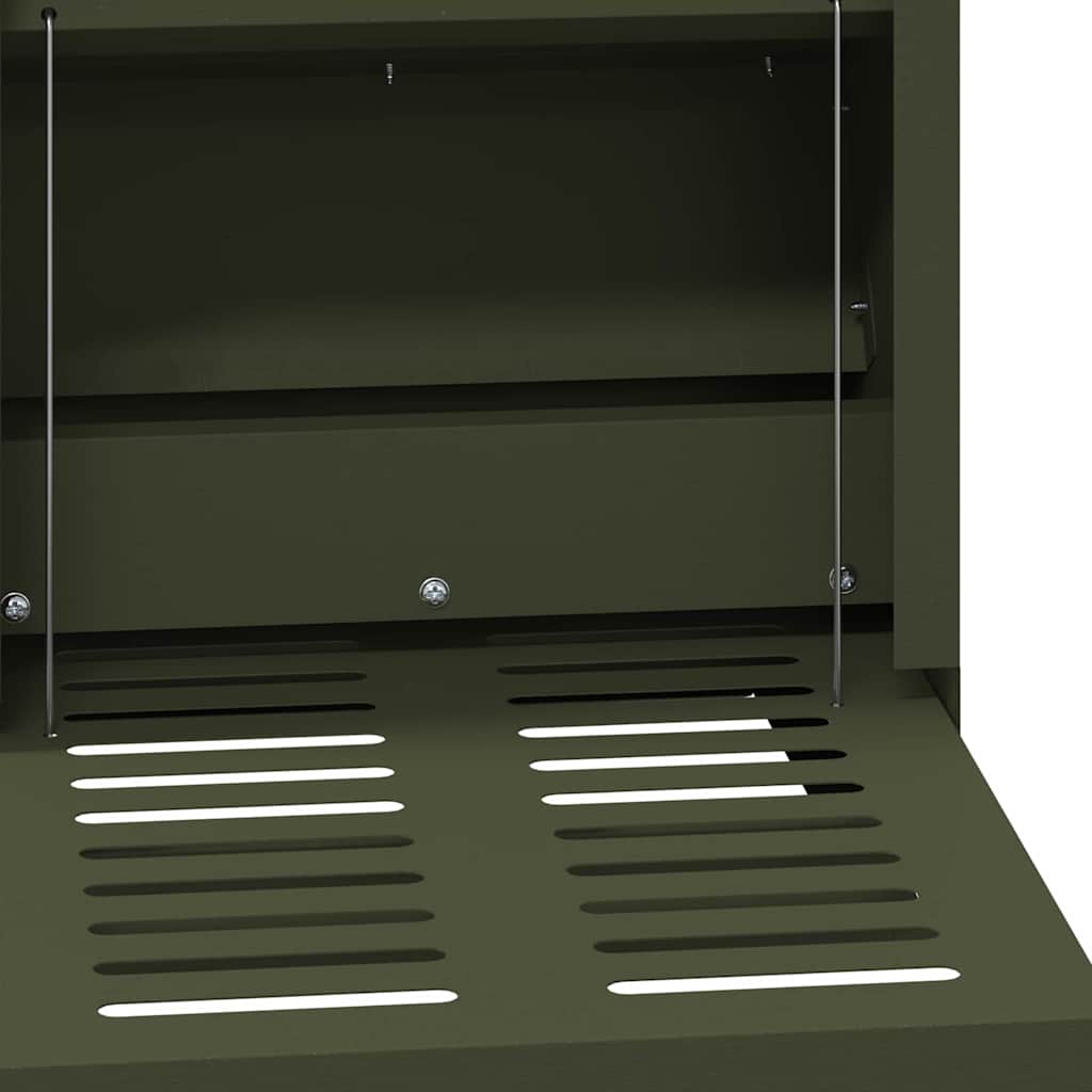 vidaXL Hühnertretfeeder Olive Grün 25 x 42 x 40 cm Kaltgewalzter Stahl