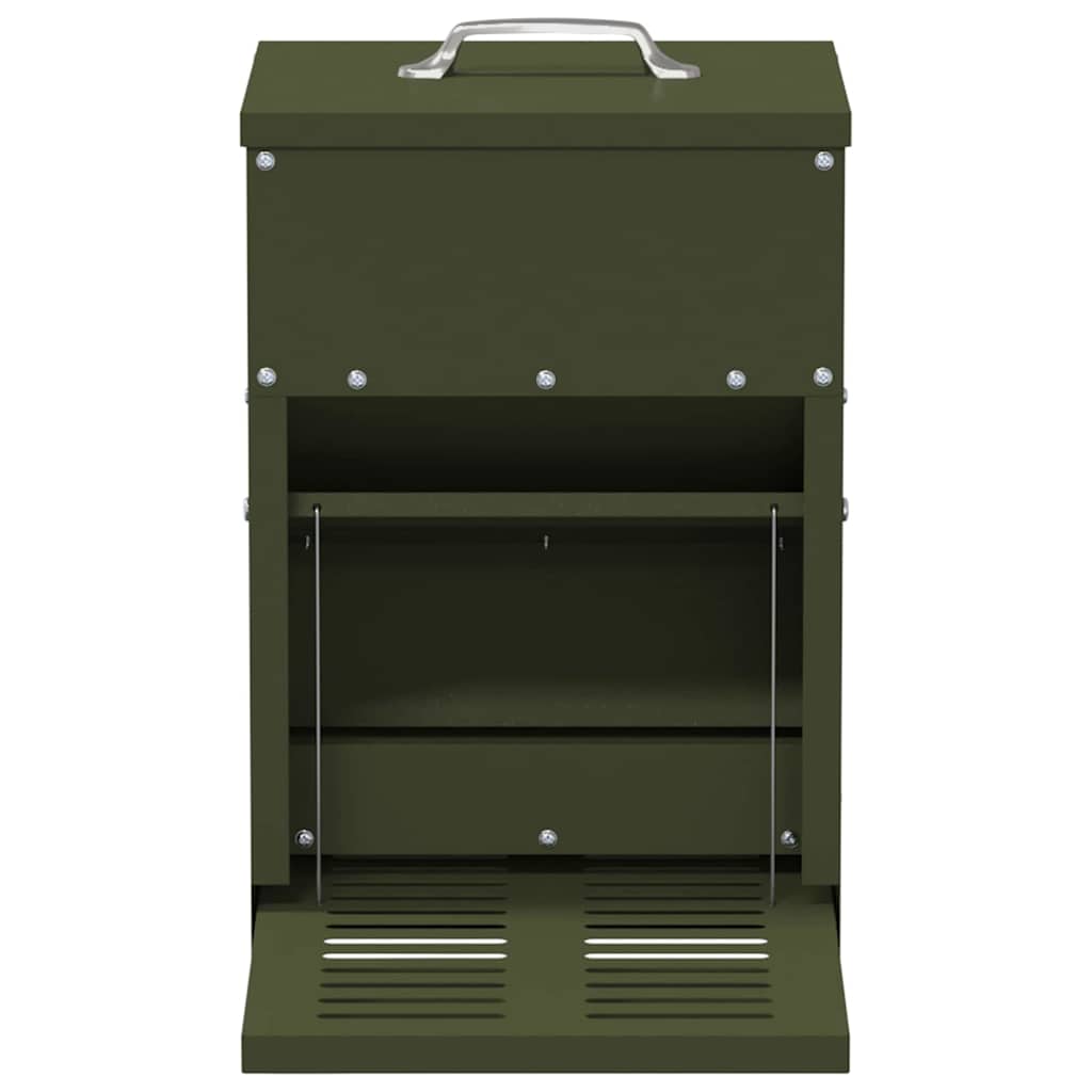 vidaXL Hühnertretfeeder Olive Grün 25 x 42 x 40 cm Kaltgewalzter Stahl