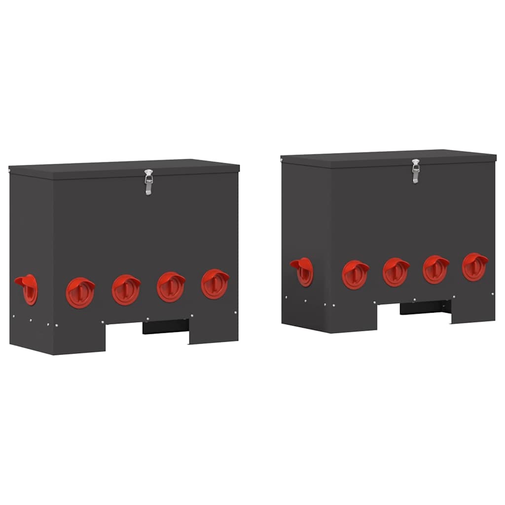 vidaXL Hühnerfütterer 2 pcs Schwarz 60,5 x 29 x 51 cm