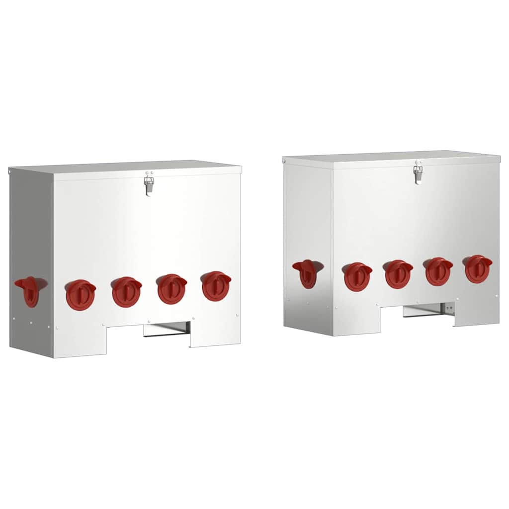 vidaXL Hühnerfütterer 2 pcs Silber 60,5 x 29 x 51 cm Verzinkter Stahl