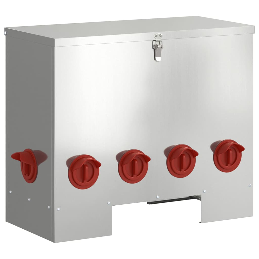 vidaXL Hühnerfütterer 2 pcs Silber 60,5 x 29 x 51 cm Verzinkter Stahl