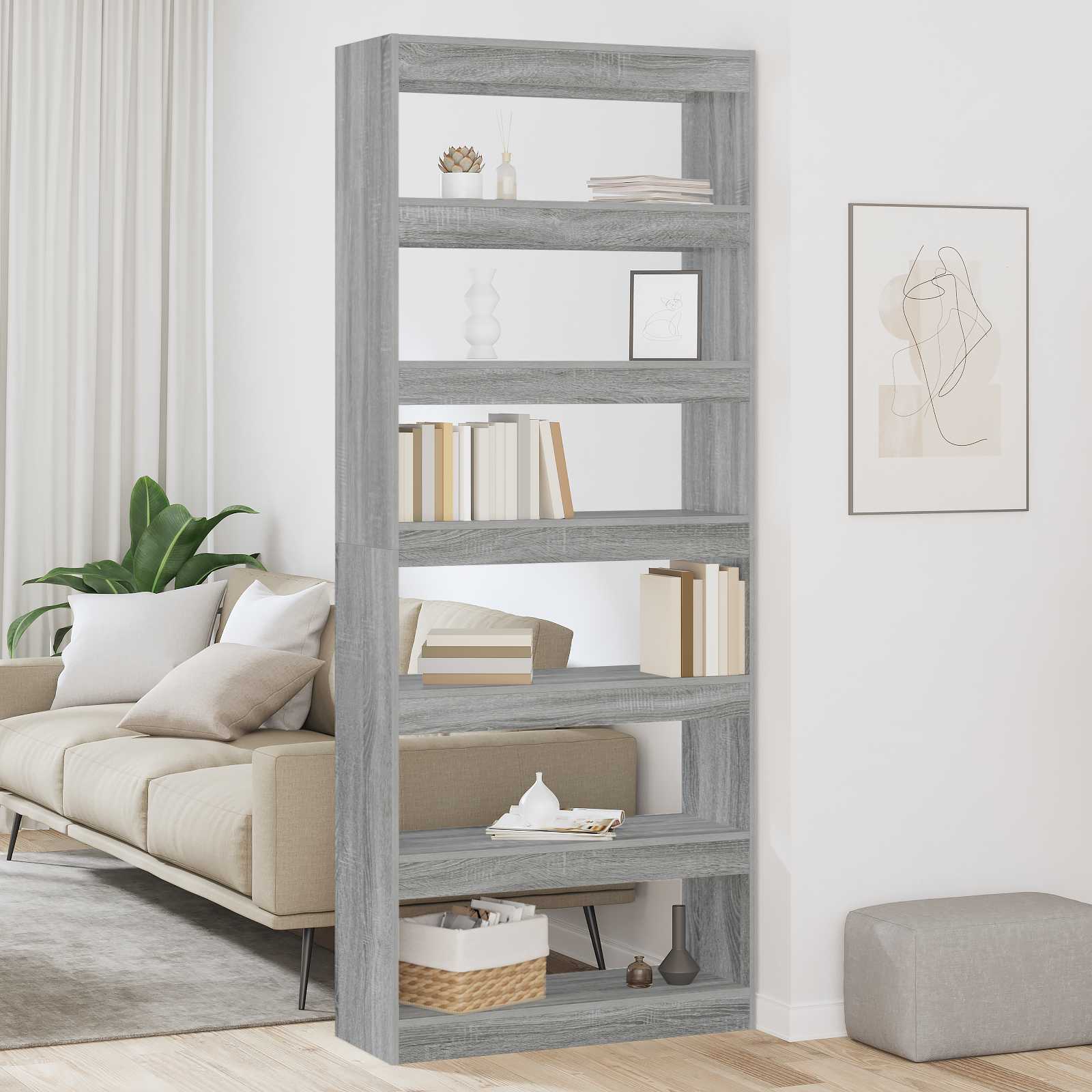 vidaXL Bücherregal Graues Sonoma 80 x 30 x 198 cm Holzwerkstoff