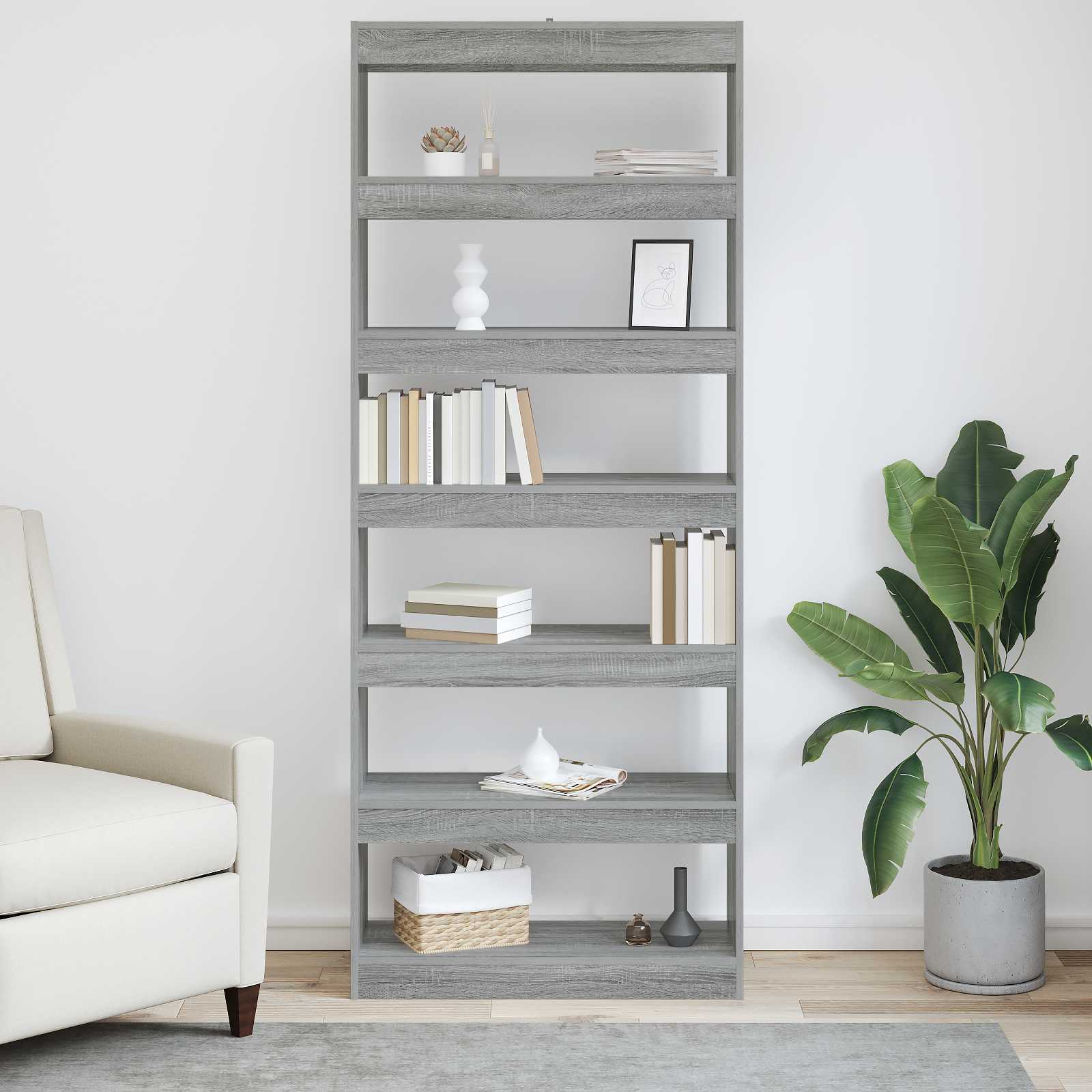 vidaXL Bücherregal Graues Sonoma 80 x 30 x 198 cm Holzwerkstoff