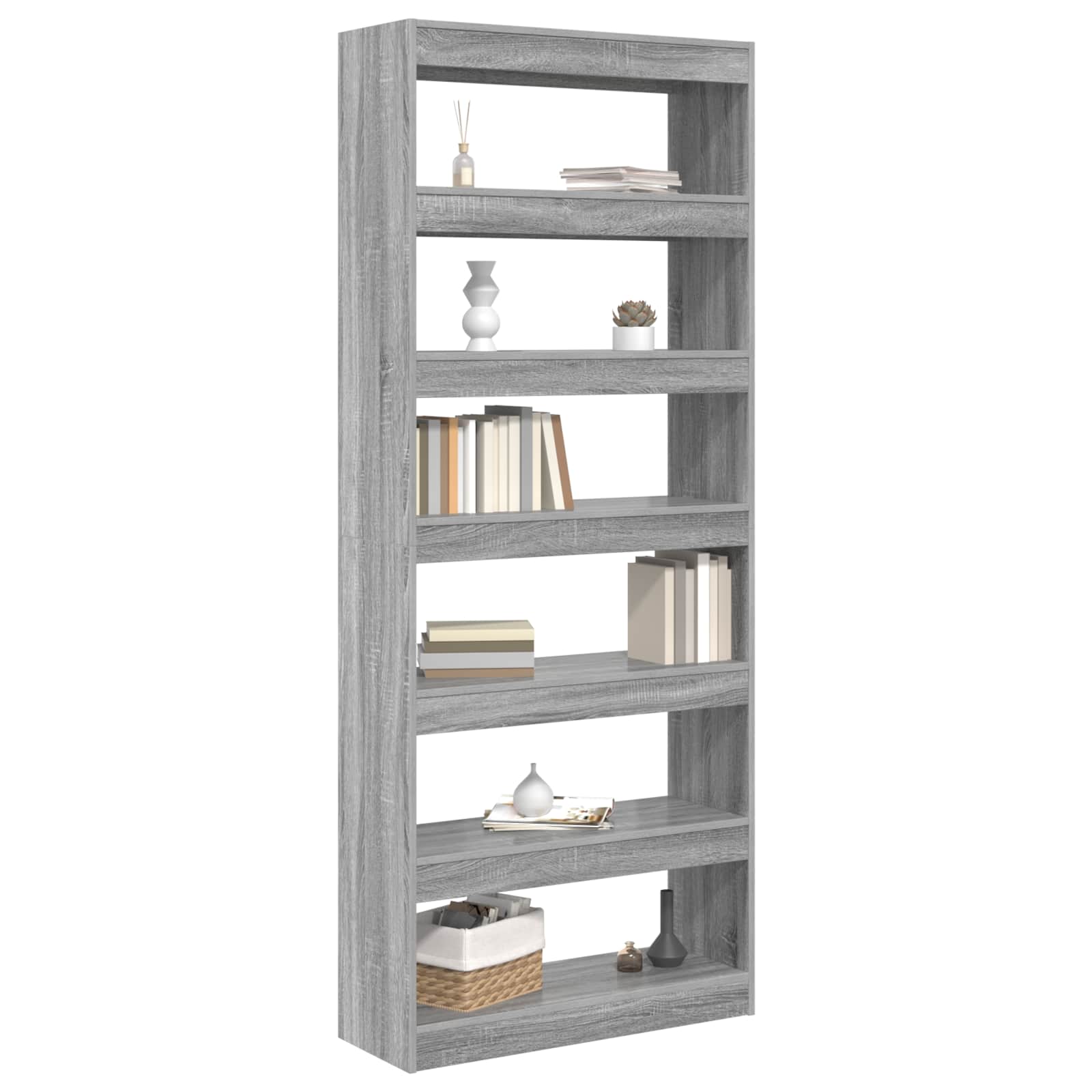 vidaXL Bücherregal Graues Sonoma 80 x 30 x 198 cm Holzwerkstoff