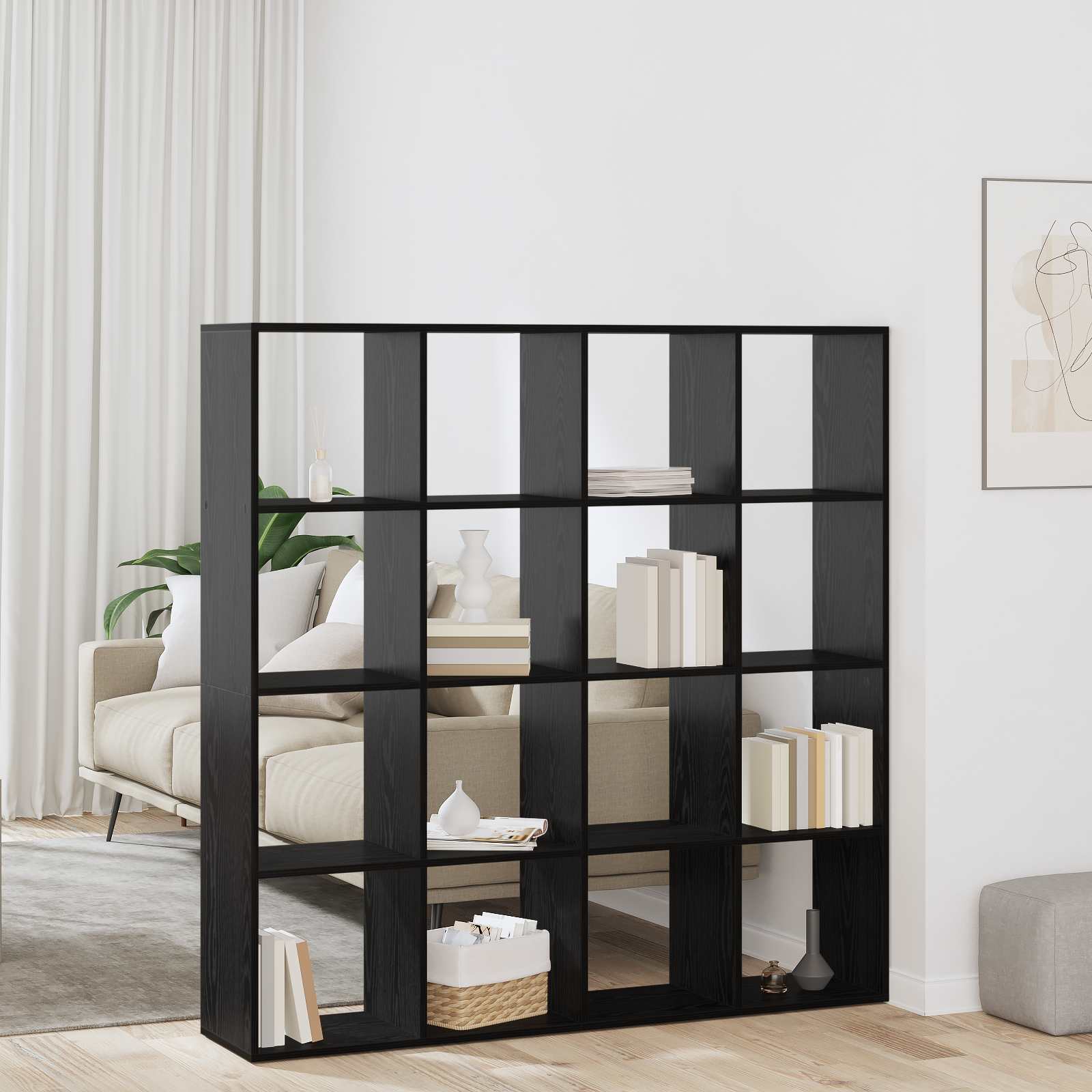 vidaXL Bücherregal Schwarz Eichen-Optik 137,5 x 29 x 137,5 cm