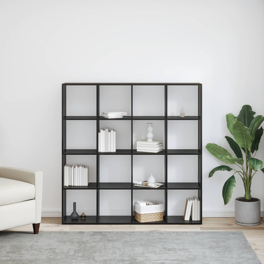 vidaXL Bücherregal Schwarz Eichen-Optik 137,5 x 29 x 137,5 cm
