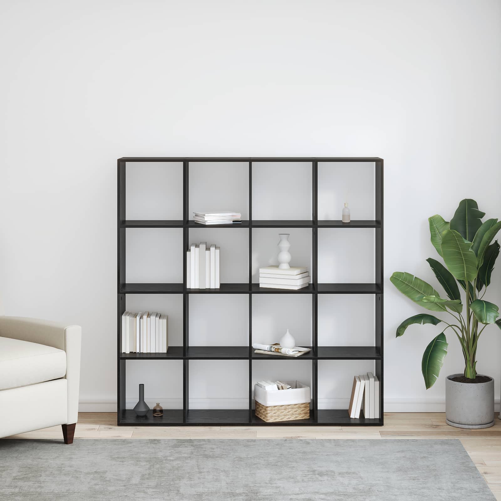 vidaXL Bücherregal Schwarz Eichen-Optik 137,5 x 29 x 137,5 cm