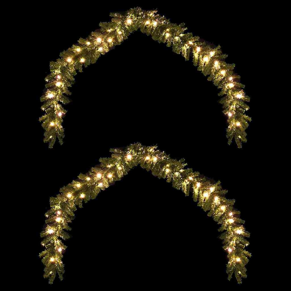 vidaXL Weihnachtsgirlande mit 600 LEDs 2 pcs Grün PVC