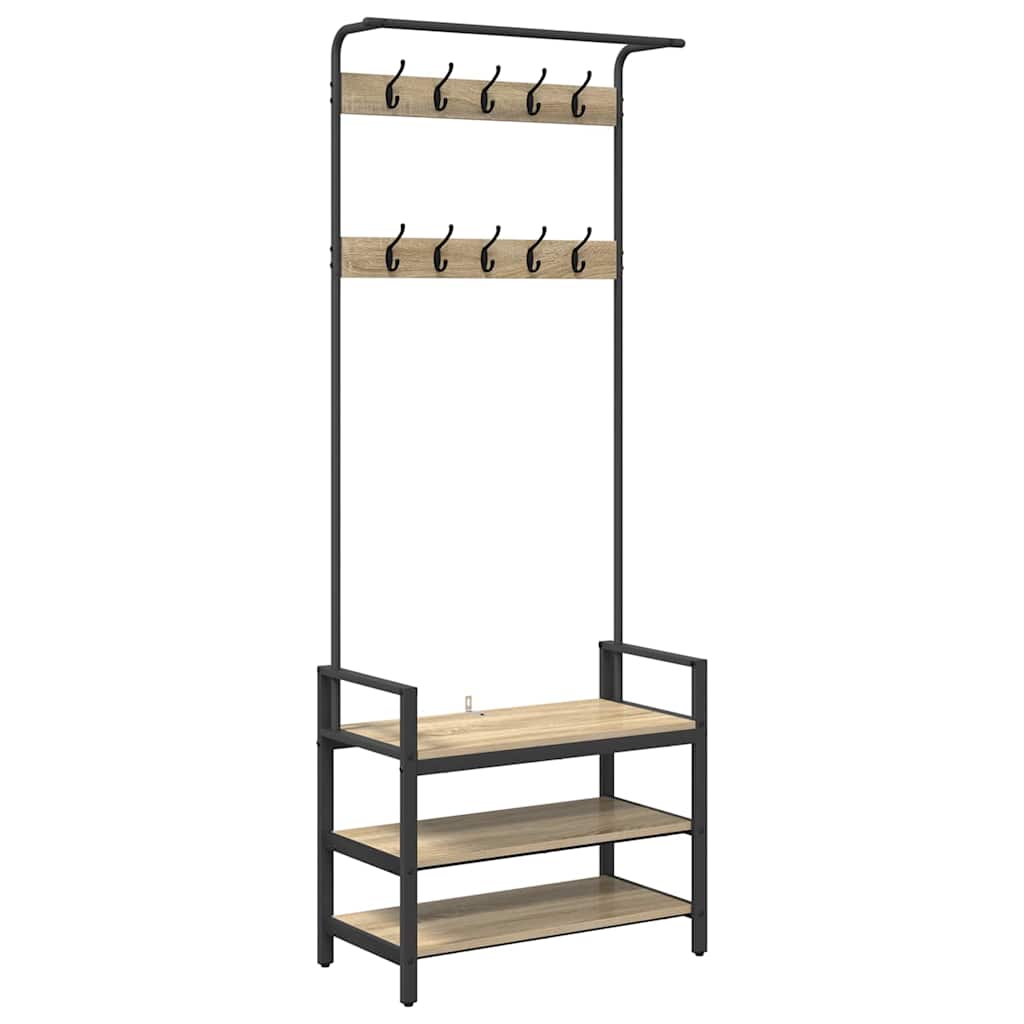 vidaXL Garderobenständer Sonoma-Eiche 75 x 34 x 184 cm Holzwerkstoff