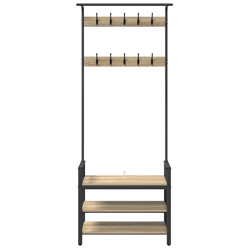 vidaXL Garderobenständer Sonoma-Eiche 75 x 34 x 184 cm Holzwerkstoff