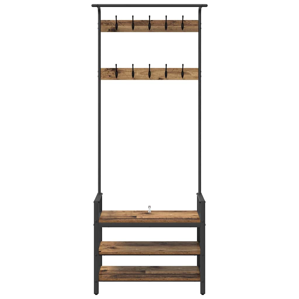 vidaXL Garderobenständer Altholz 75 x 34 x 184 cm Holzwerkstoff