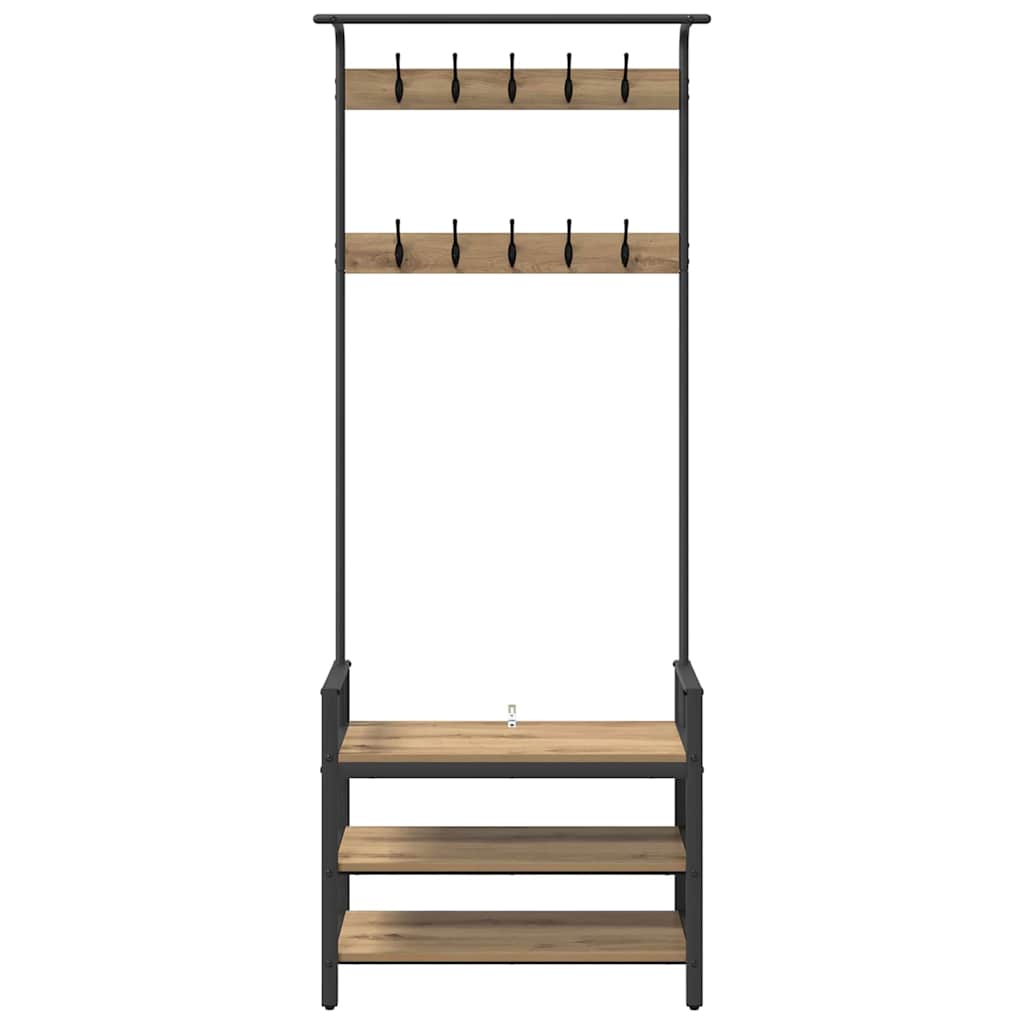 vidaXL Garderobenständer Artisan-Eiche 75 x 34 x 184 cm Holzwerkstoff