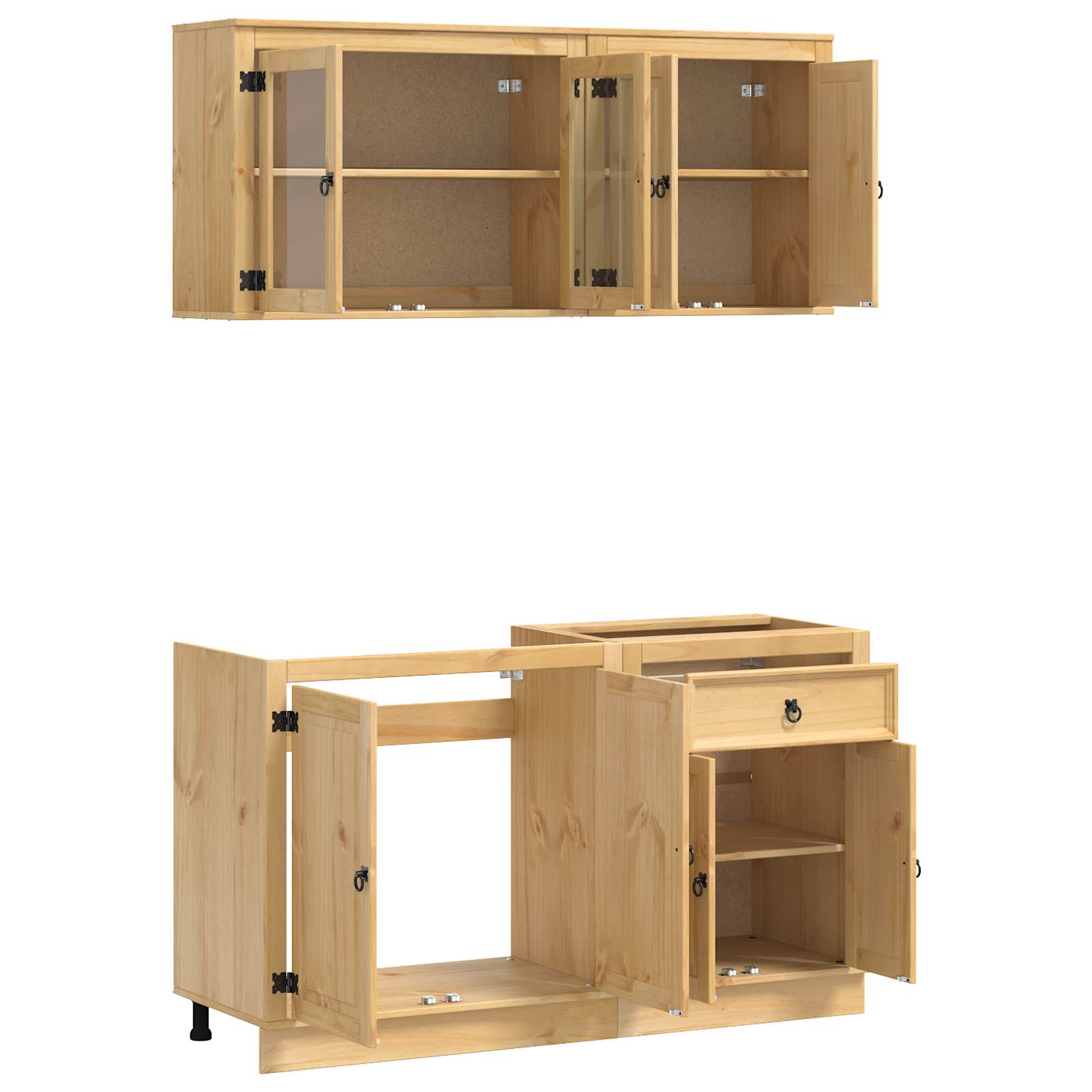 vidaXL Schrank mit Regal SKI 4 pcs Honigbraun Massives Kiefernholz