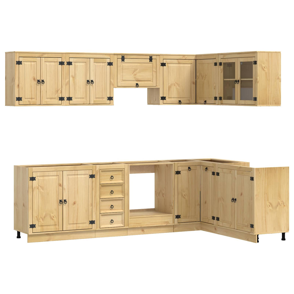 vidaXL Schrank mit Regal SKI 10 pcs Honigbraun Massives Kiefernholz