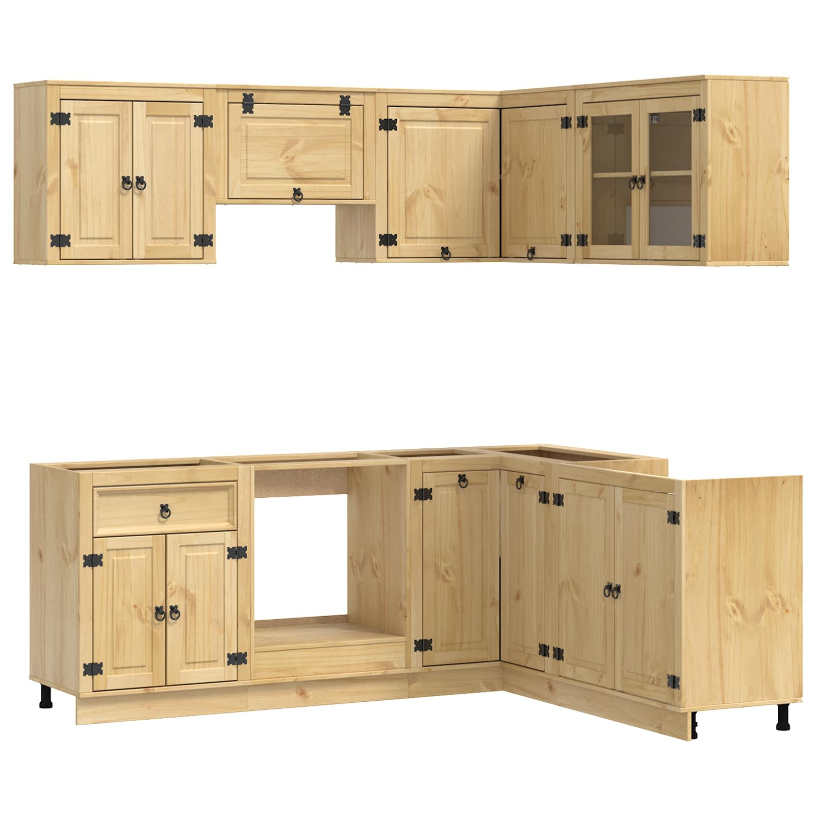 vidaXL Schrank mit Regal SKI 8 pcs Honigbraun Massives Kiefernholz